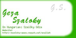 geza szaloky business card